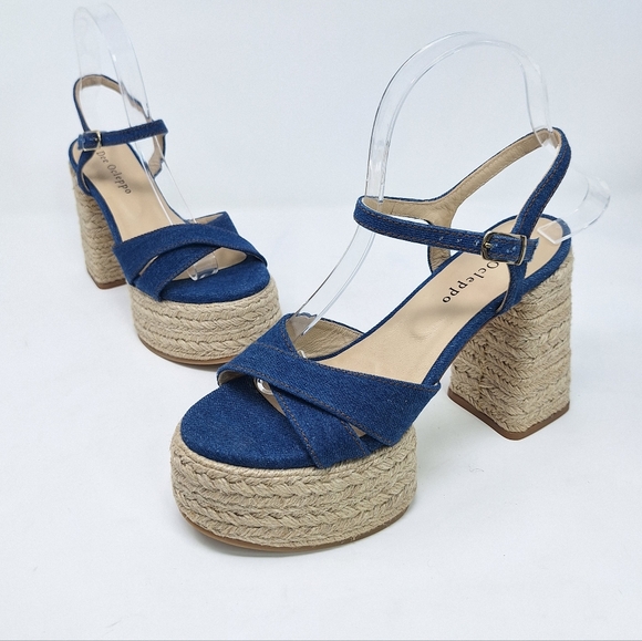 Dee Ocleppo Shoes - Dee Ocleppo Gaga Mayory Denim Platform Buckle Sandal Braided